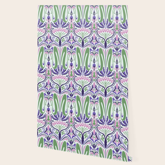 Art Nouveau Pattern 1 - Purple, Pink, Green Wallpaper Gallery Image 2