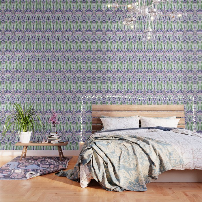 Art Nouveau Pattern 1 - Purple, Pink, Green Wallpaper Gallery Image 1