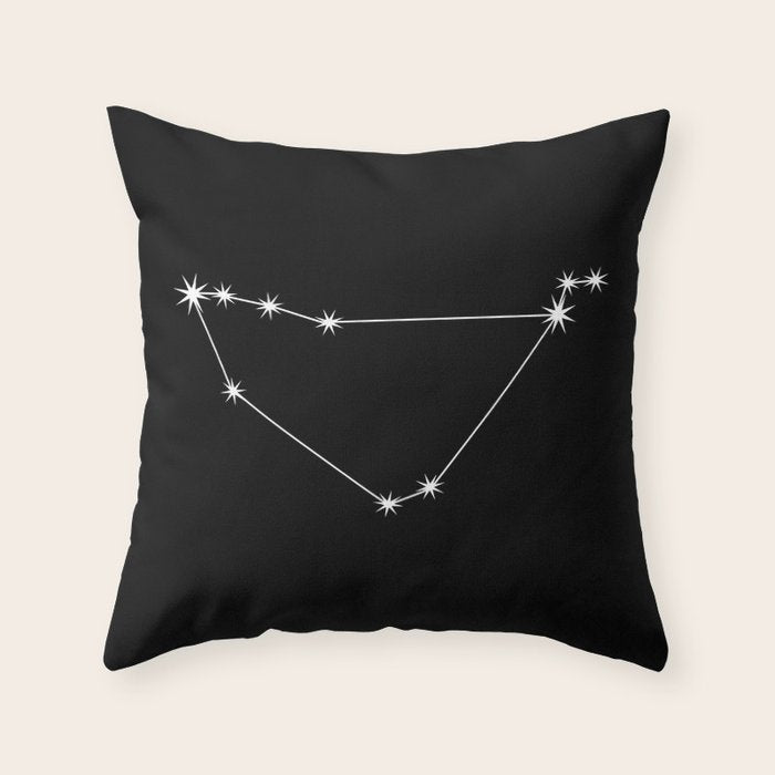 Capricorn Zodiac Star Constellation Line Art Black Throw Pillow Gallery Image 1