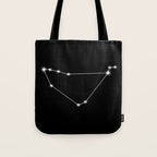 Capricorn Zodiac Star Constellation Line Art Black Tote Bag Gallery Image 1