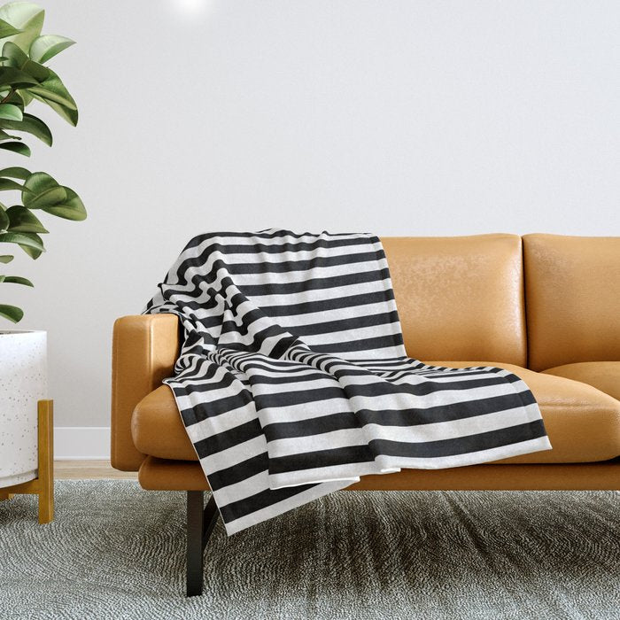 Black & White Stripe Throw Blanket Gallery Image 1