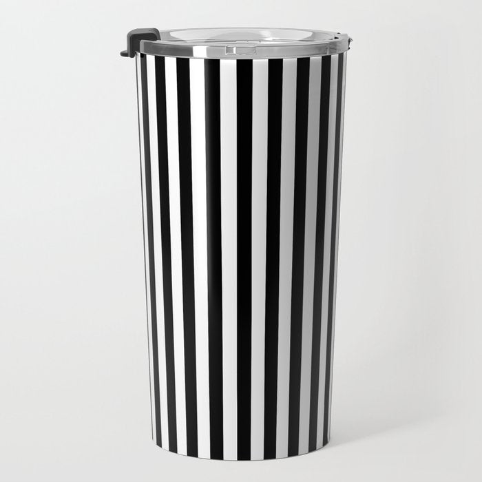 Black & White Stripe Travel Mug Gallery Image 3