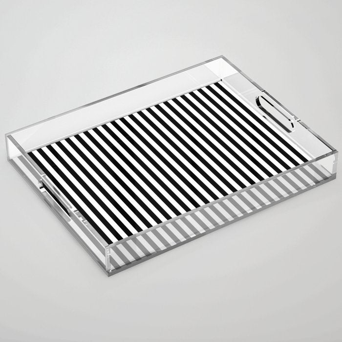 Black & White Stripe Acrylic Tray Gallery Image 1