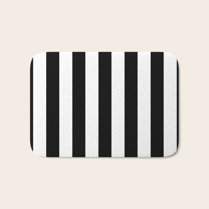 Black & White Stripe Bath Mat Gallery Image 1