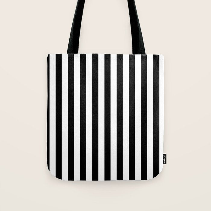 Black & White Stripe Tote Bag Gallery Image 1