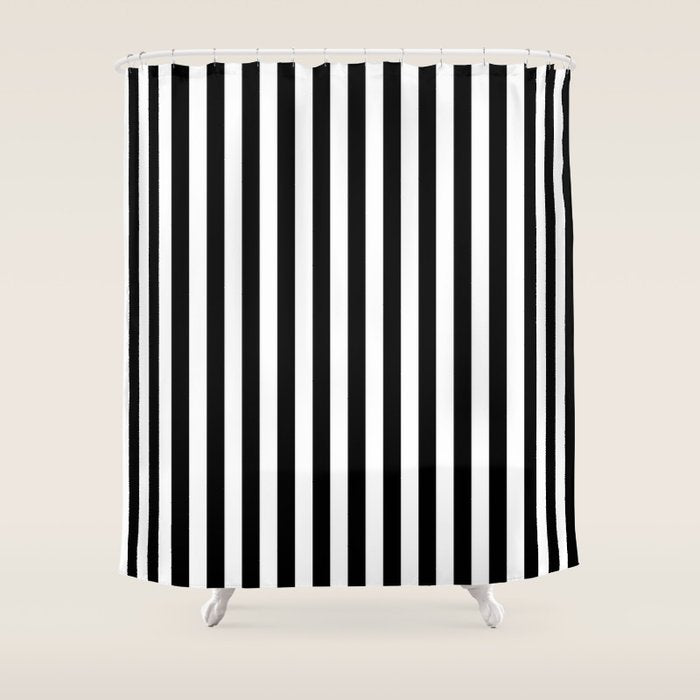 Black & White Stripe Shower Curtain Gallery Image 1