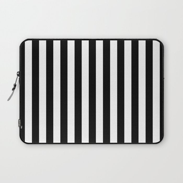 Black & White Stripe Laptop Sleeve Gallery Image 1