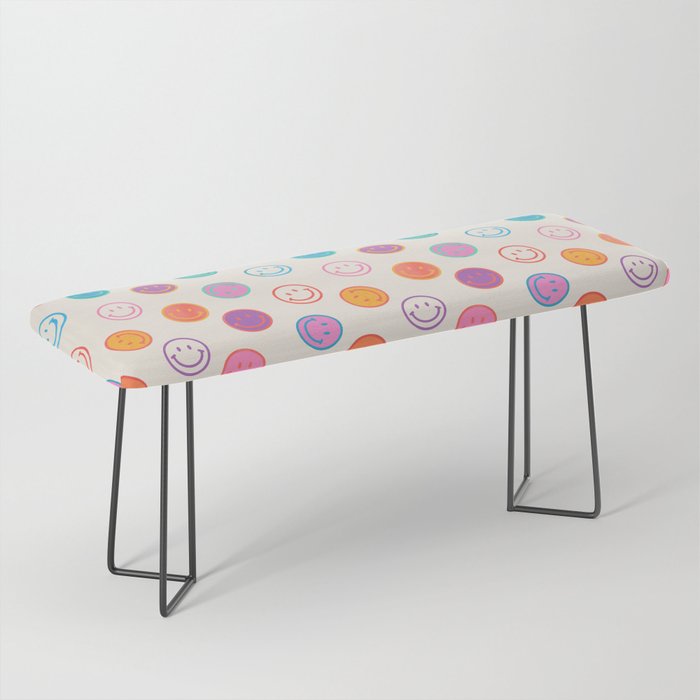 Retro Rainbow Smiling Faces Pattern Bench Gallery Image 1