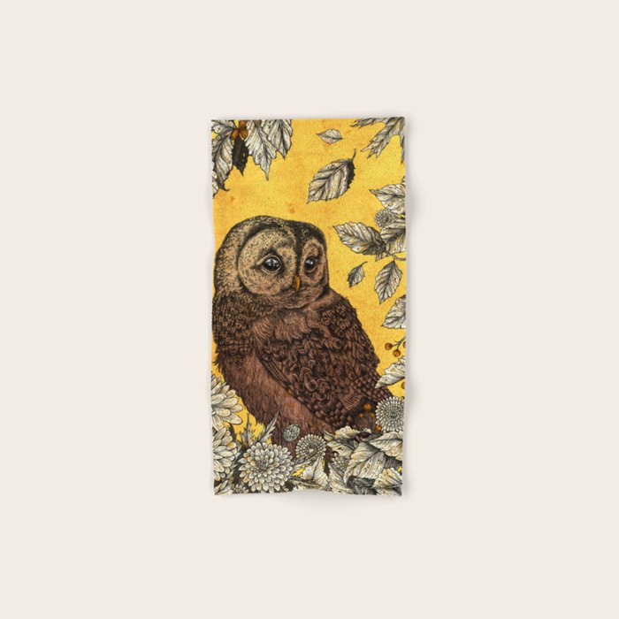 Tawny Owl Yellow Bath Towel Gallery Image 1