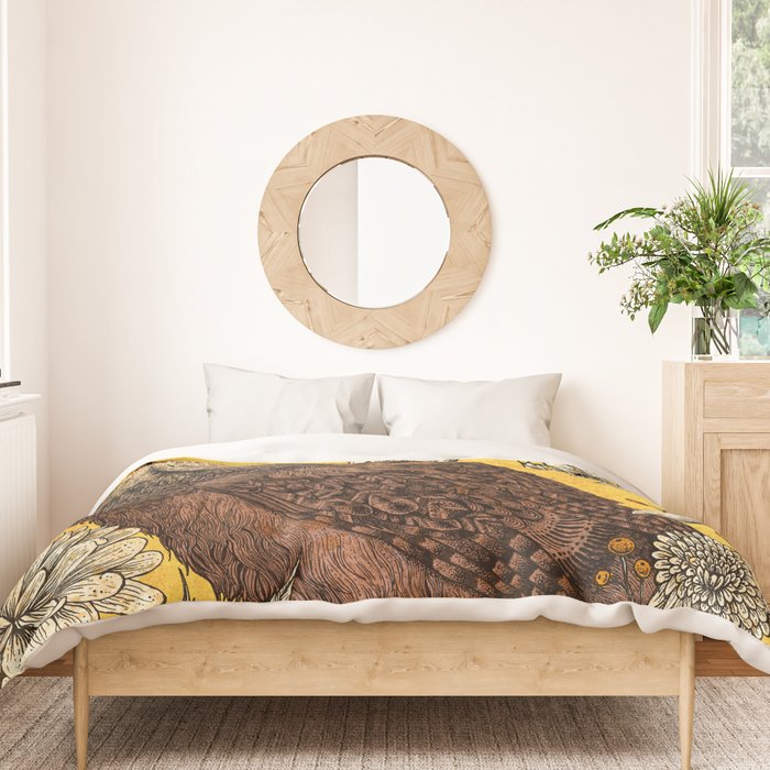 Tawny Owl Yellow Duvet Cover Gallery Image 3