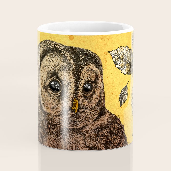 Tawny Owl Yellow Coffee Mug Gallery Image 4