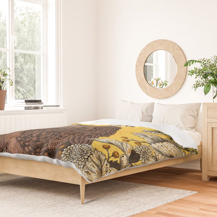 Tawny Owl Yellow Duvet Cover Gallery Image 2