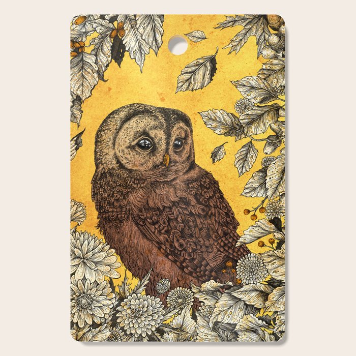 Tawny Owl Yellow Cutting Board Gallery Image 1