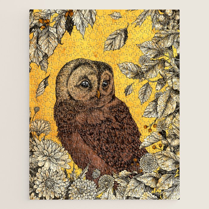 Tawny Owl Yellow Jigsaw Puzzle Gallery Image 1