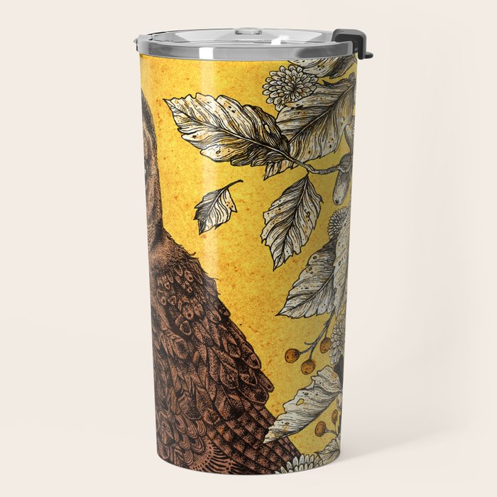 Tawny Owl Yellow Travel Mug Gallery Image 2