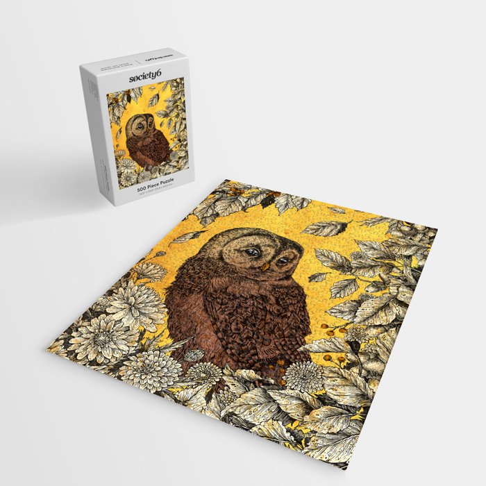 Tawny Owl Yellow Jigsaw Puzzle Gallery Image 2