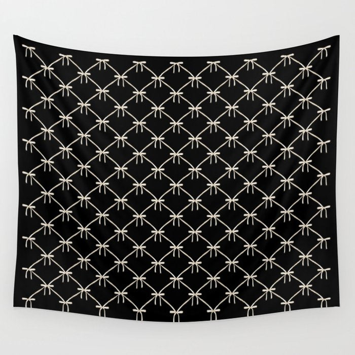 Bows & Ribbons Pattern XLVII Black and White Wall Tapestry Gallery Image 1