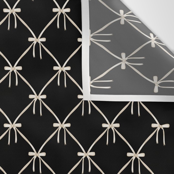 Bows & Ribbons Pattern XLVII Black and White Wall Tapestry Gallery Image 3