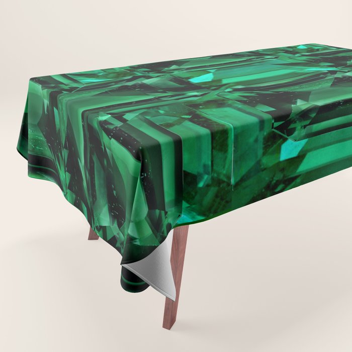 CLUSTERED FACETED EMERALD GREEN MAY GEMSTONES Tablecloth Gallery Image 1