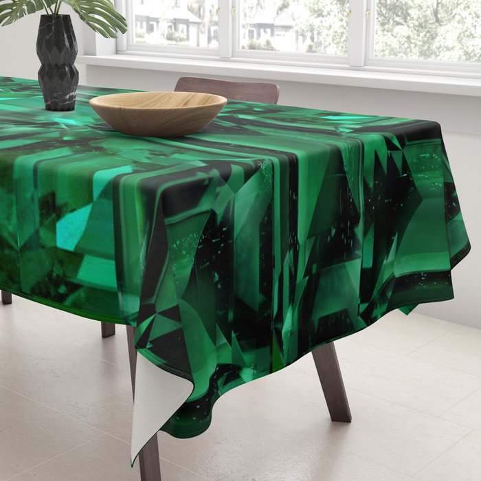 CLUSTERED FACETED EMERALD GREEN MAY GEMSTONES Tablecloth Gallery Image 3