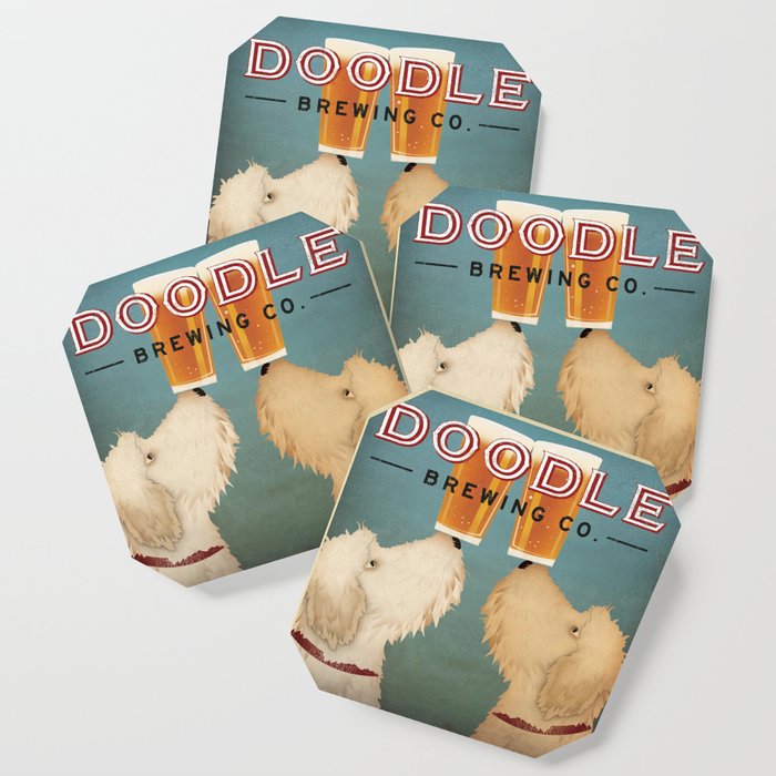 Goldendoodle Labradoodle Doodle Brewing Co. Beer Sign Coaster Gallery Image 1