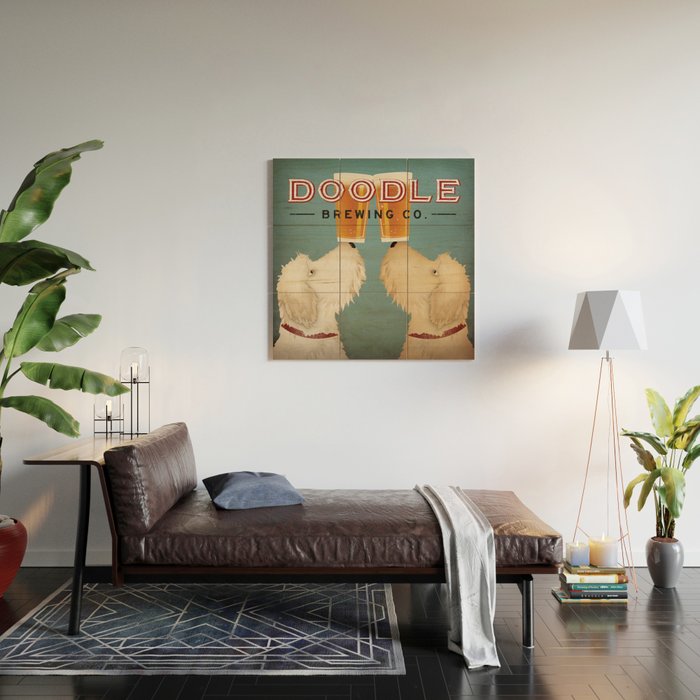Goldendoodle Labradoodle Doodle Brewing Co. Beer Sign Wood Wall Art Gallery Image 2