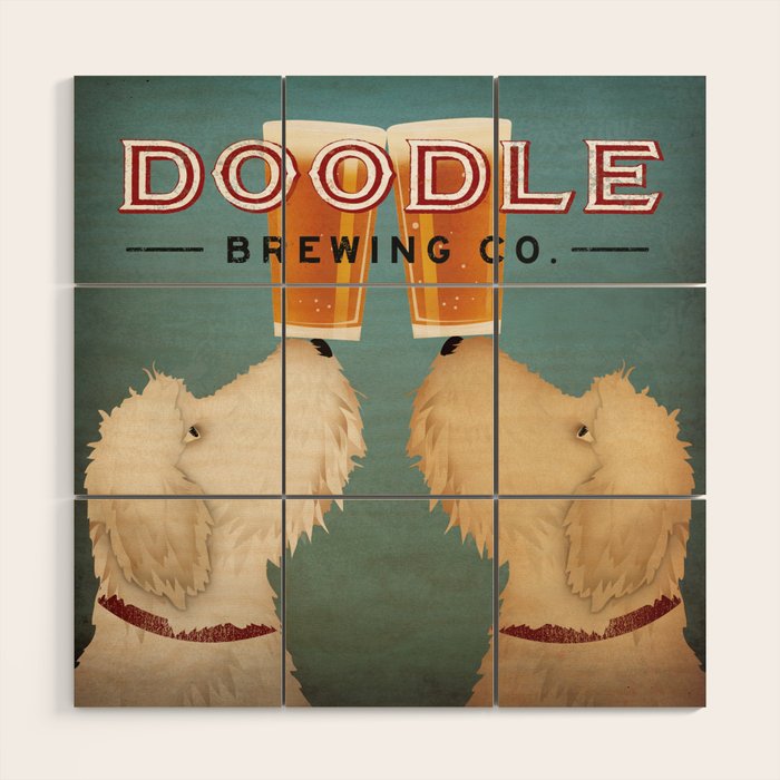 Goldendoodle Labradoodle Doodle Brewing Co. Beer Sign Wood Wall Art Gallery Image 1