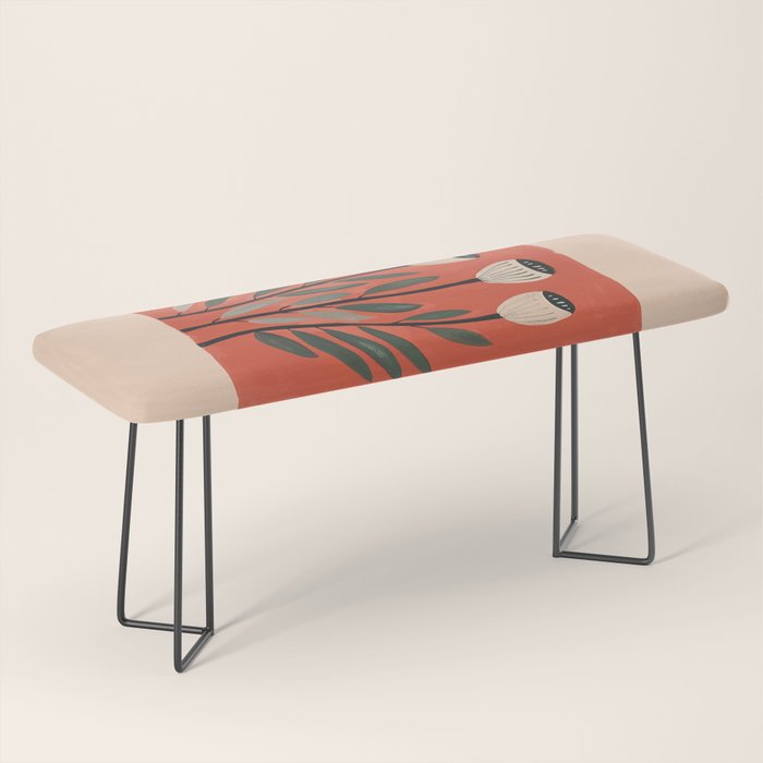 Terracotta Poppy Pod Folk Art Bench Gallery Image 1