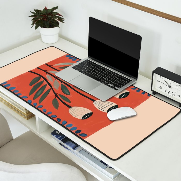 Terracotta Poppy Pod Folk Art Desk Mat Gallery Image 2