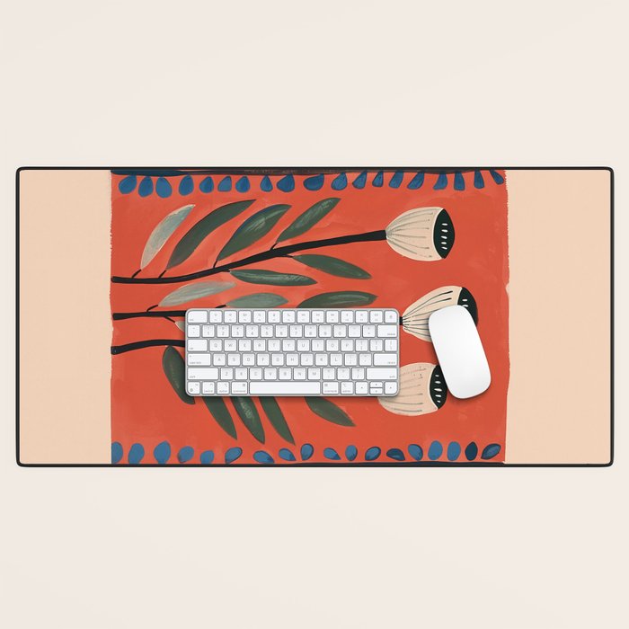 Terracotta Poppy Pod Folk Art Desk Mat Gallery Image 1