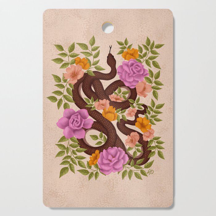 Year of the Snake-Garden Serpent in Bloom Cutting Board Gallery Image 1
