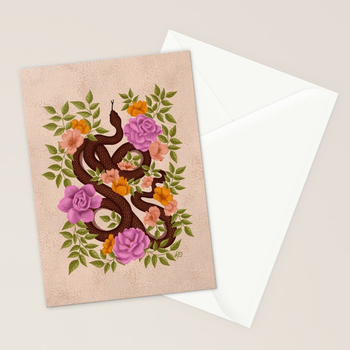 Year of the Snake-Garden Serpent in Bloom Stationery Card Gallery Image 2
