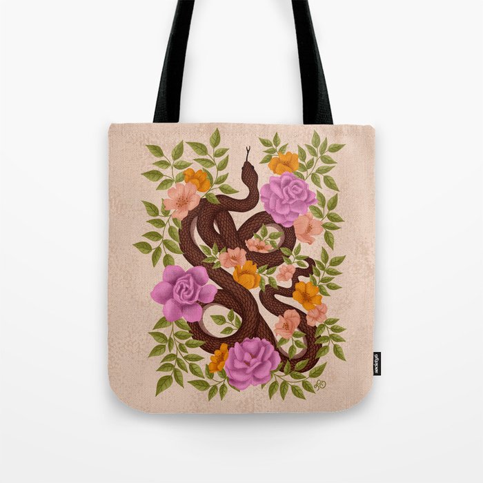 Year of the Snake-Garden Serpent in Bloom Tote Bag Gallery Image 1