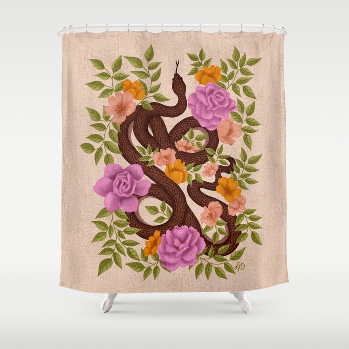 Year of the Snake-Garden Serpent in Bloom Shower Curtain Gallery Image 1