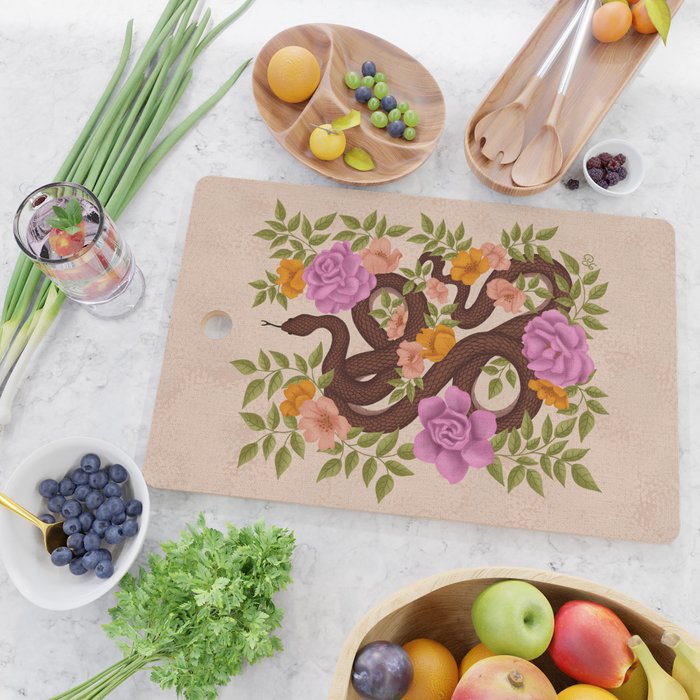 Year of the Snake-Garden Serpent in Bloom Cutting Board Gallery Image 2