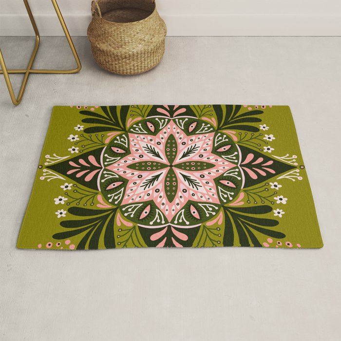 Sprouting Mandala - Sage & Pink Rug Gallery Image 1