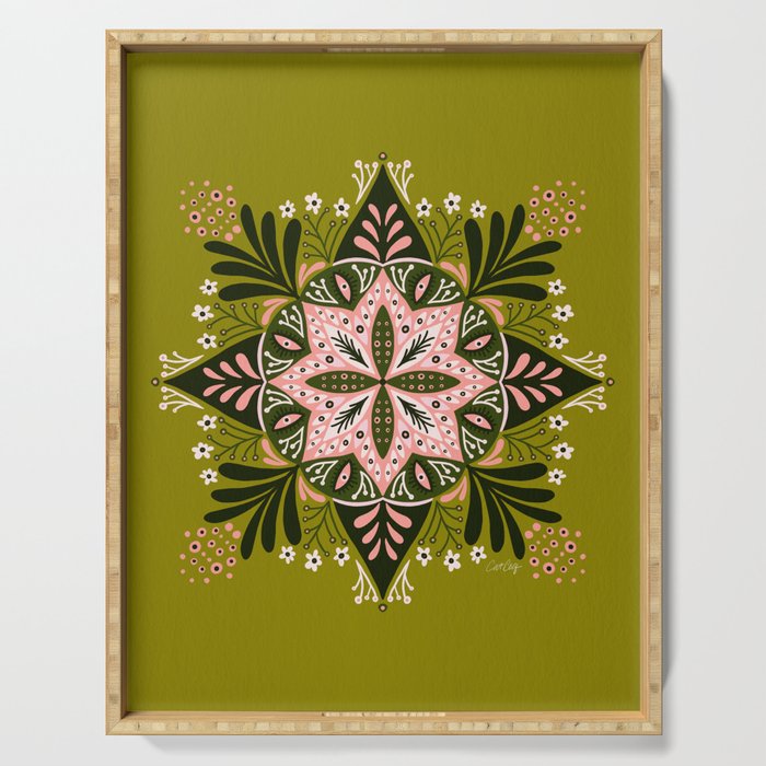 Sprouting Mandala - Sage & Pink Serving Tray Gallery Image 1