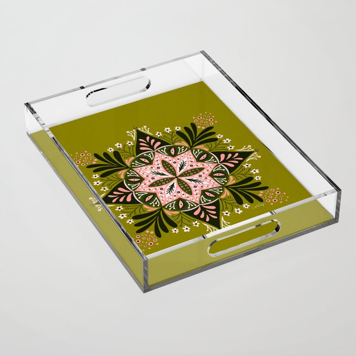 Sprouting Mandala - Sage & Pink Acrylic Tray Gallery Image 1