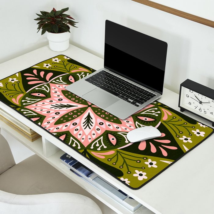 Sprouting Mandala - Sage & Pink Desk Mat Gallery Image 2