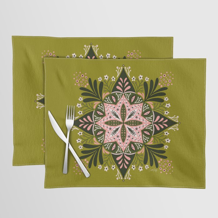 Sprouting Mandala - Sage & Pink Placemat Gallery Image 1