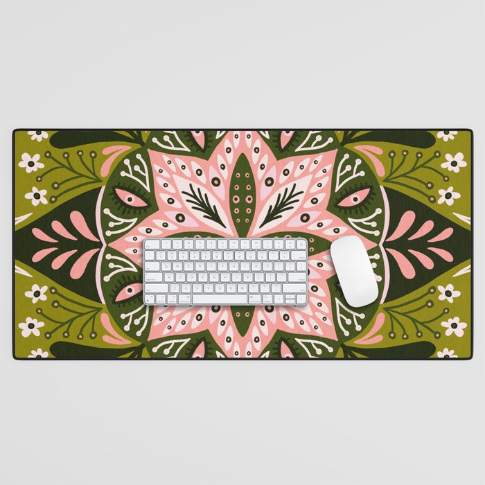 Sprouting Mandala - Sage & Pink Desk Mat Gallery Image 1
