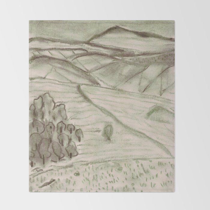Charcoal Landscape Throw Blanket Gallery Image 2