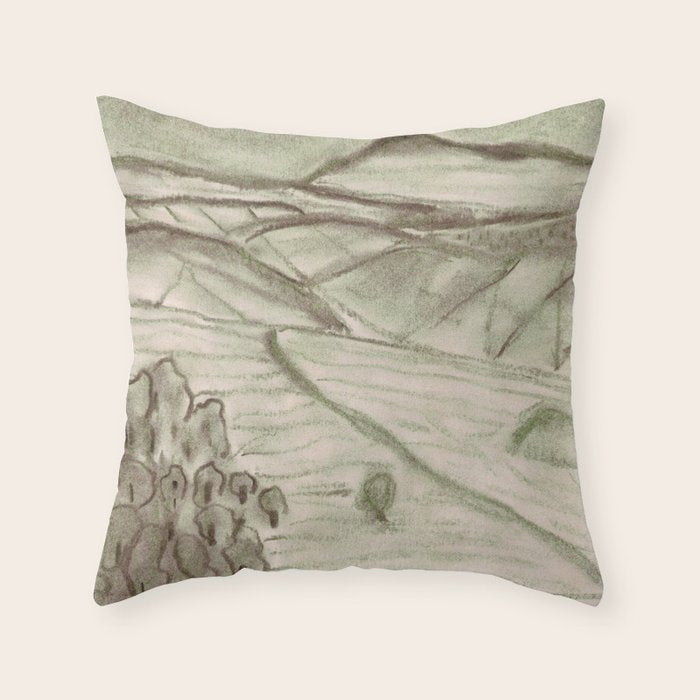 Charcoal Landscape Throw Pillow Gallery Image 6