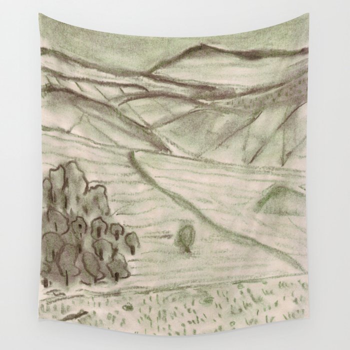Charcoal Landscape Wall Tapestry Gallery Image 4