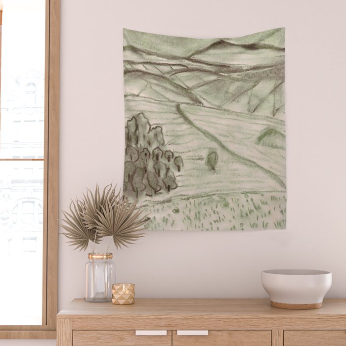 Charcoal Landscape Wall Tapestry Gallery Image 2