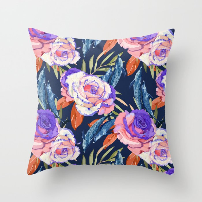 Dark landscape dolphins in the roses Throw Pillow Gallery Image 6