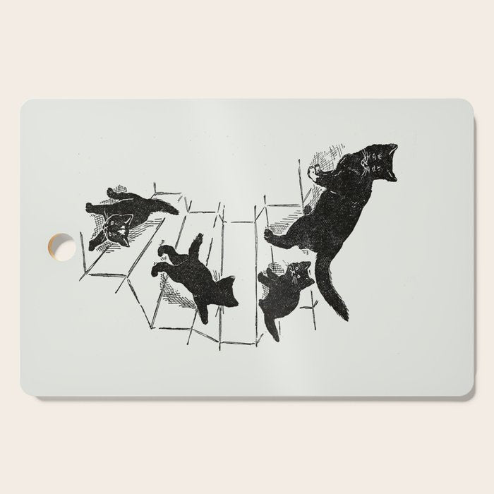 Cat With Kitten On Stairs Cutting Board Gallery Image 1