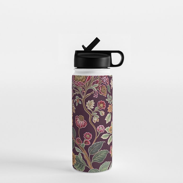 Casbah Magenta Burgundy Floral Water Bottle Gallery Image 1