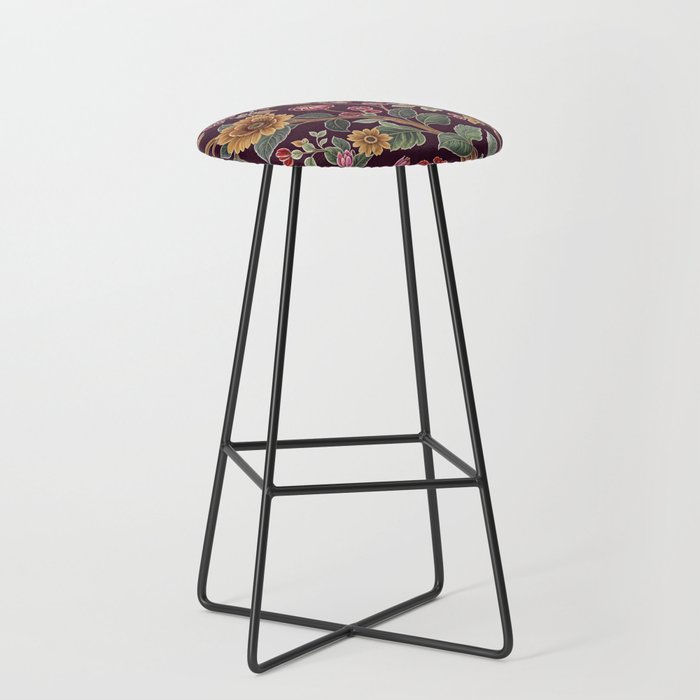 Casbah Magenta Burgundy Floral Stool Gallery Image 1