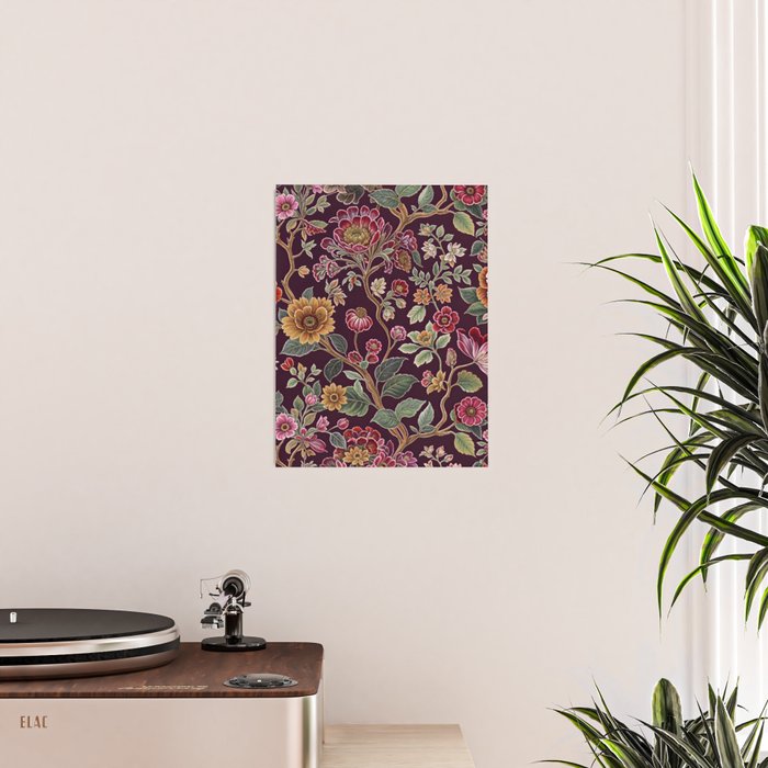 Casbah Magenta Burgundy Floral Poster Gallery Image 2
